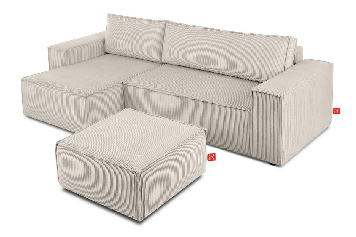 SITZPOUF NAPI gefederte Sitzfläche, creme - Creme/Schwarz, Textil (83/45/83cm) - KONSIMO®