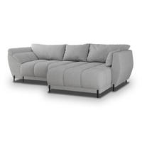 ECKSOFA VESTANO R-S Hellgrau Boucle-Stoff mit Schlaffunktion - Hellgrau, Holz (287/182cm) - MASSENO