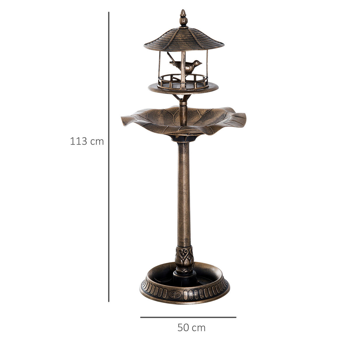 VOGELBAD DE-13737 3-in-1 mit Vogeltränke und Pflanzschale Bronze - Bronzefarben, Kunststoff (50/113/50cm) - ComfortXL