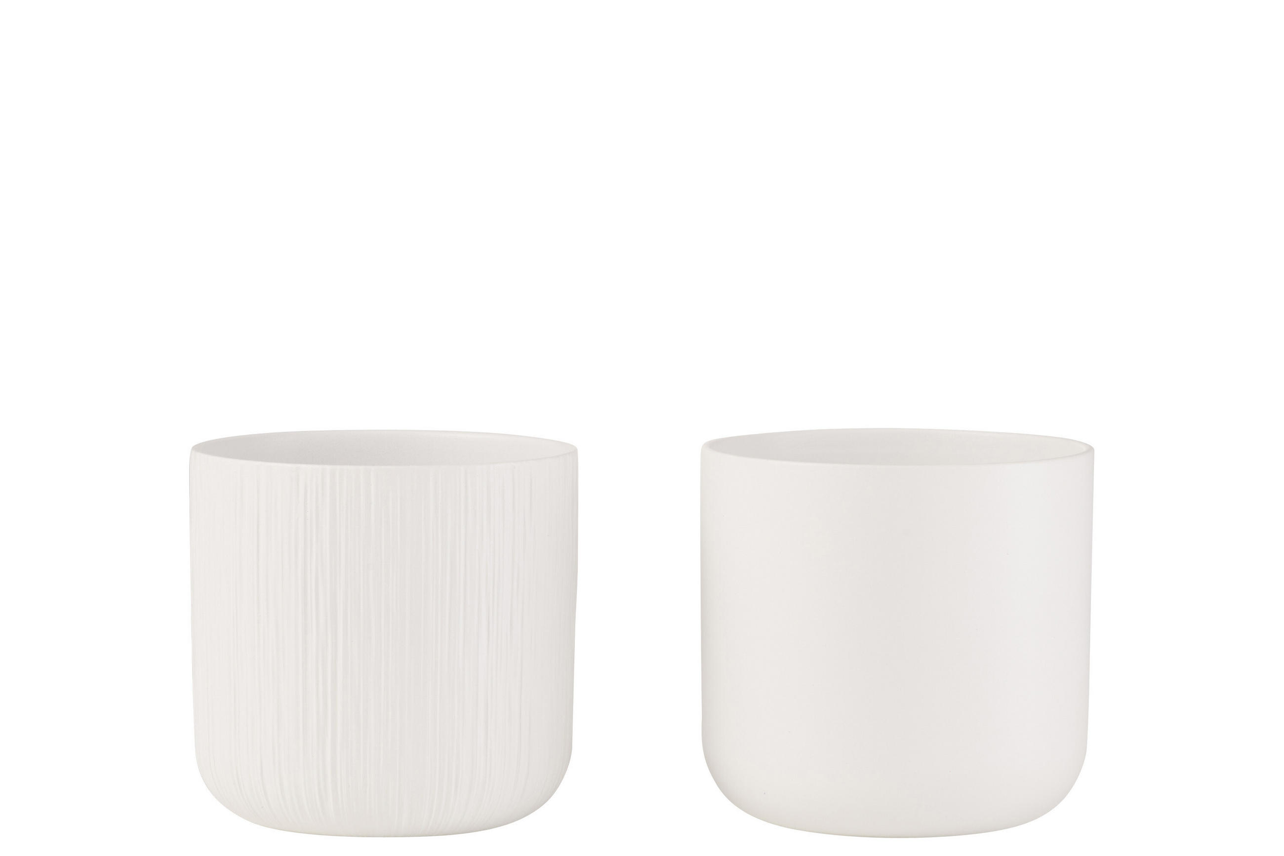 BLUMENTOPF GEN - Keramik - Weiß - L - 2er Set - Ø 18,5 cm - Weiß, Keramik (18.5/18cm) - J-Line
