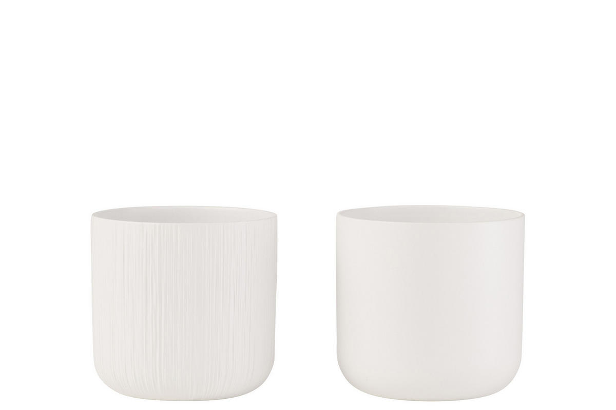 BLUMENTOPF GEN - Keramik - Weiß - L - 2er Set - Ø 18,5 cm - Weiß, Keramik (18.5/18cm) - J-Line