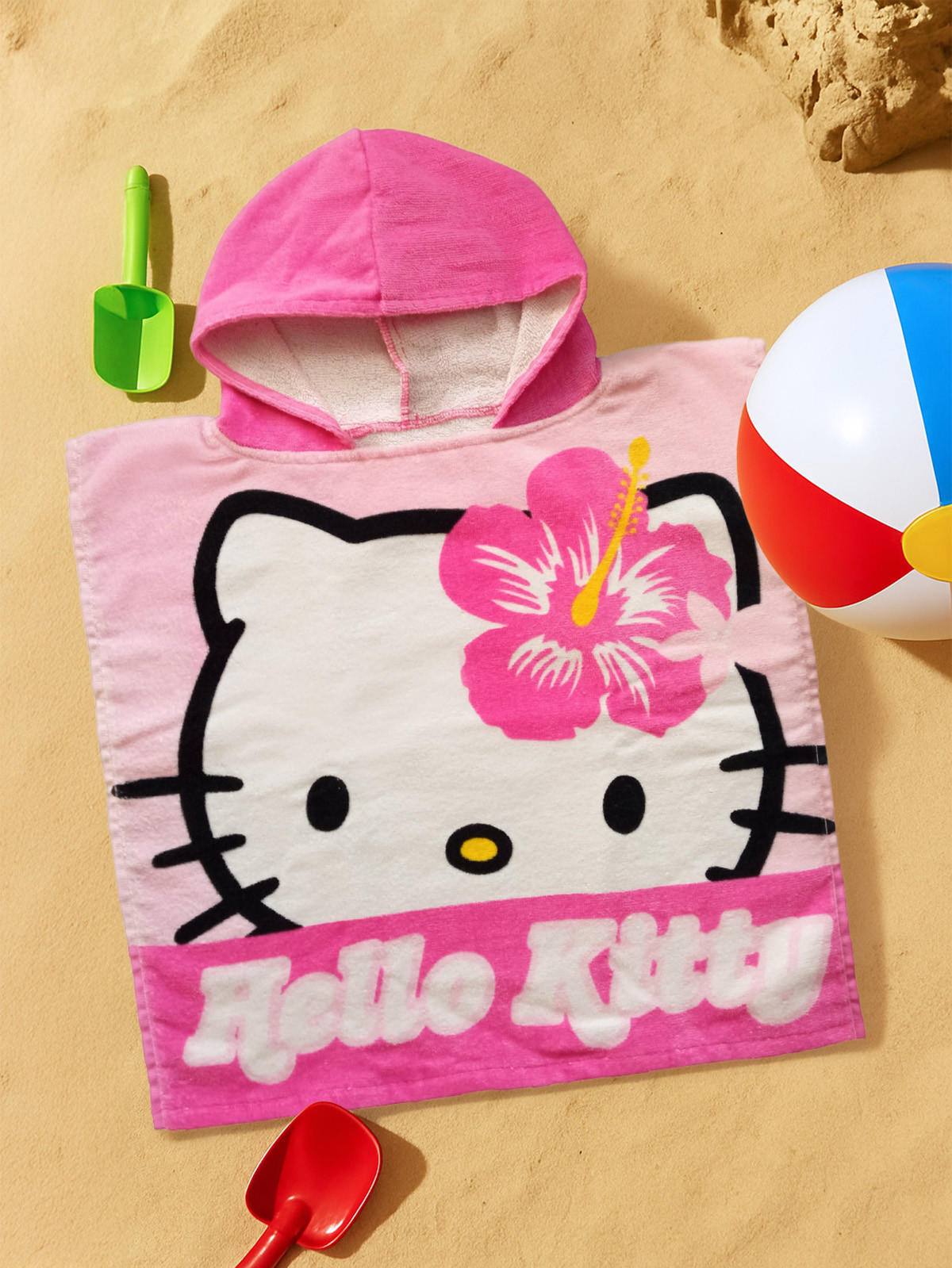 BADEPONCHO Hello Kitty Rosa 50 x 100 cm - Rosa, Textil (Einheitsgrößenull) - Hello Kitty