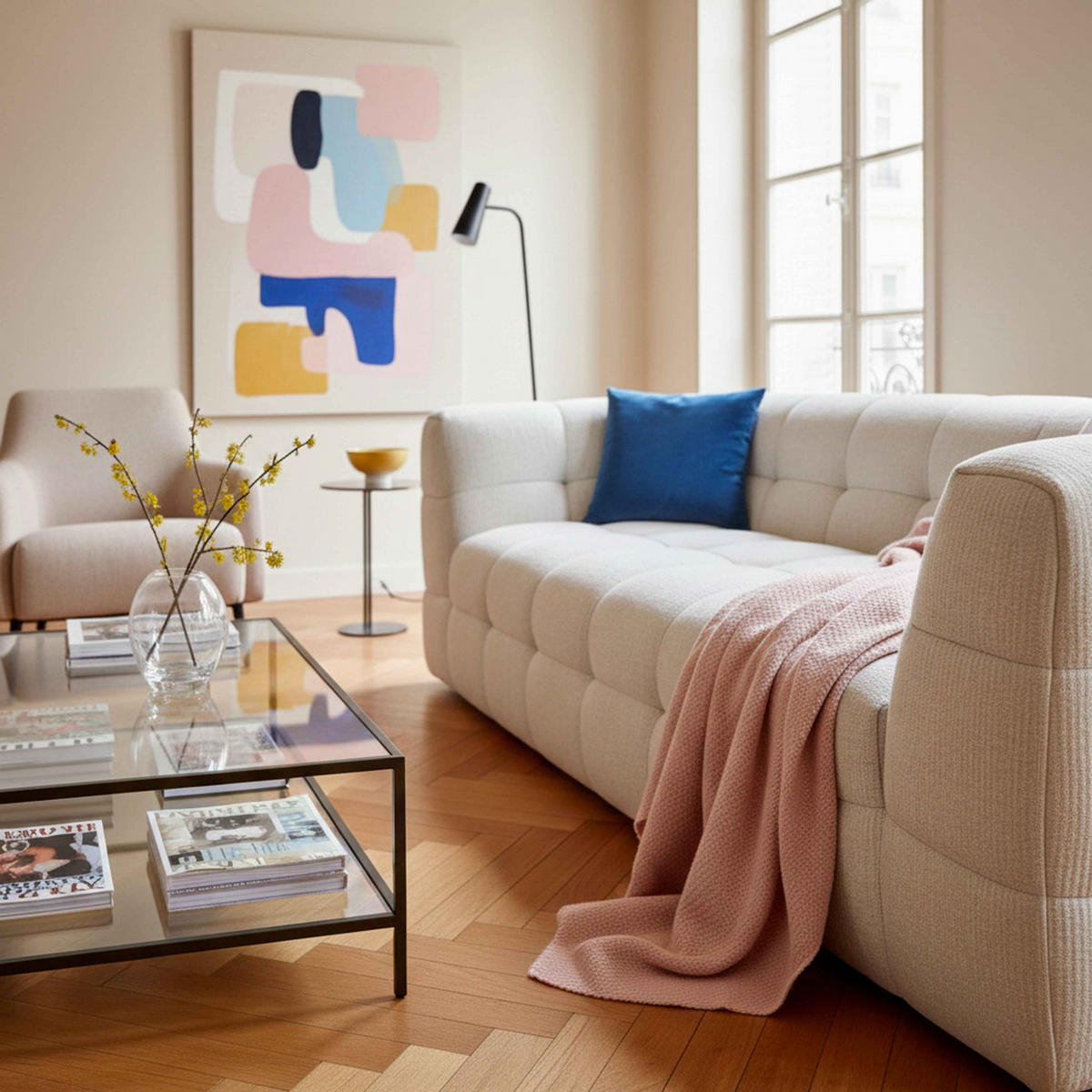 SOFA 3-Sitzer, Weiß - Weiß, Textil (102/69/228cm) - Oviala