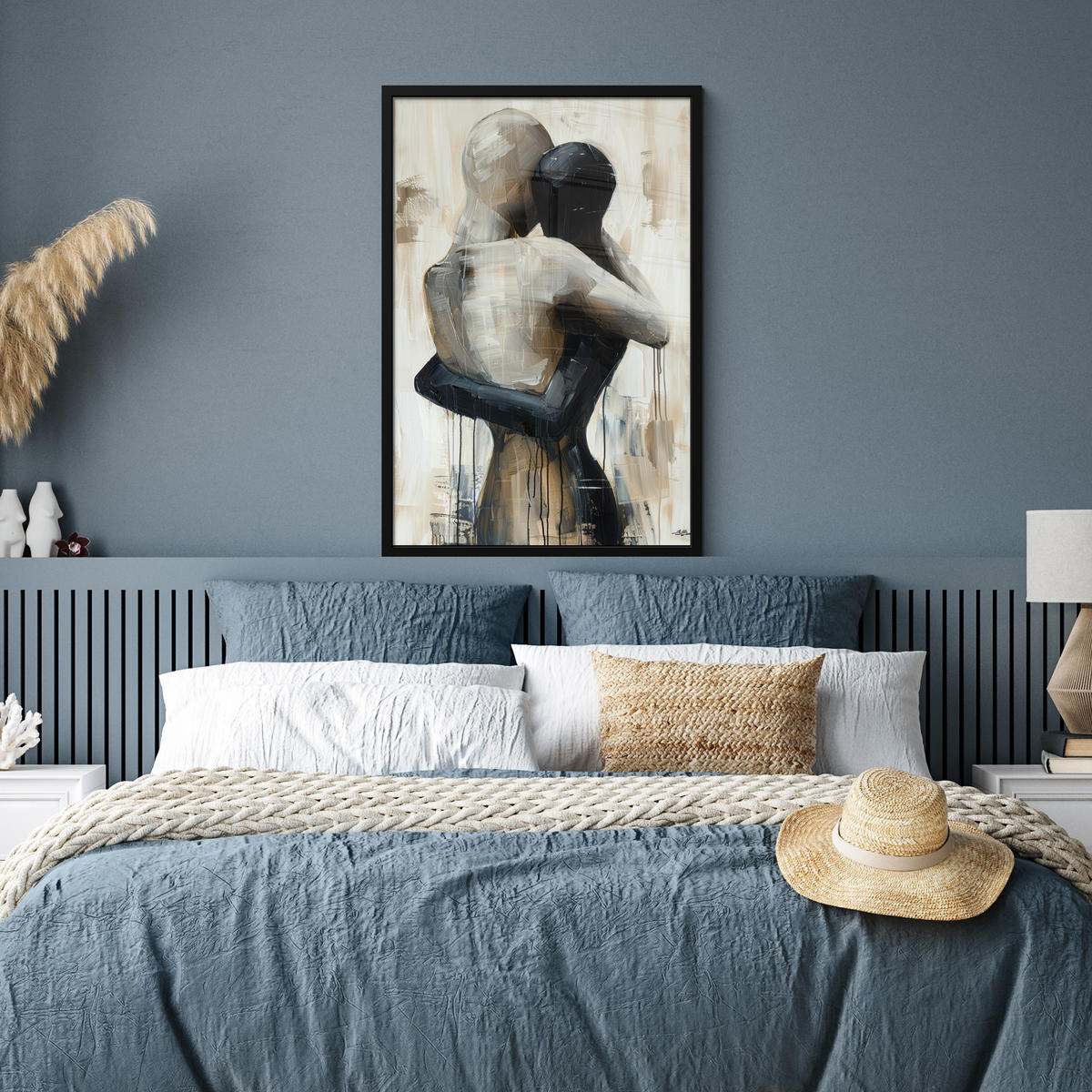 ZARÁMOVANÝ PLAGÁT Abstraktné - Láska - Čiernobiele - Moderné 60x90 cm - čierna, papier (60/90cm) - MuchoWow