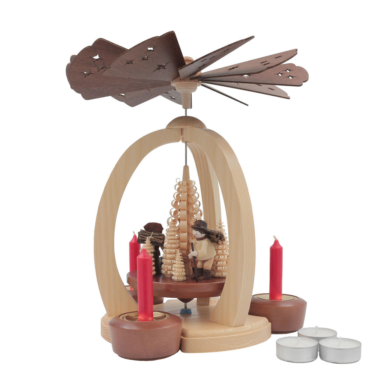 TISCH-PYRAMIDE Waldleute 27/27/30 cm - Multicolor, Holz (0.1/30/0.1cm)