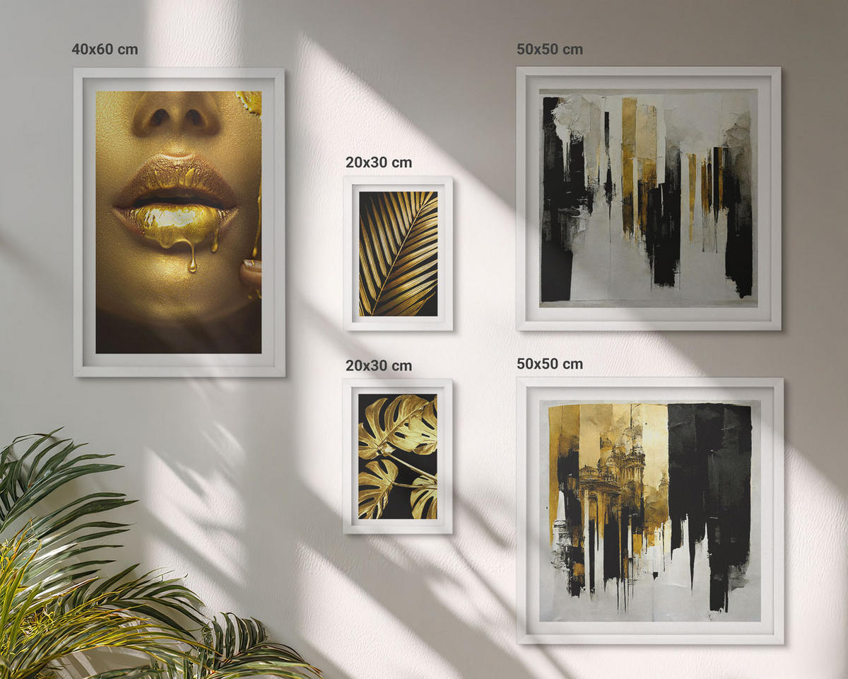 WANDBILDER 5er-Set - 50x50 cm & 20x30 cm & 40x60 cm Weißer Rahmen - Sonnenuntergangsbrücke Landschaft - Weiß, Kunststoff (40/60cm) - ArtPrintCave