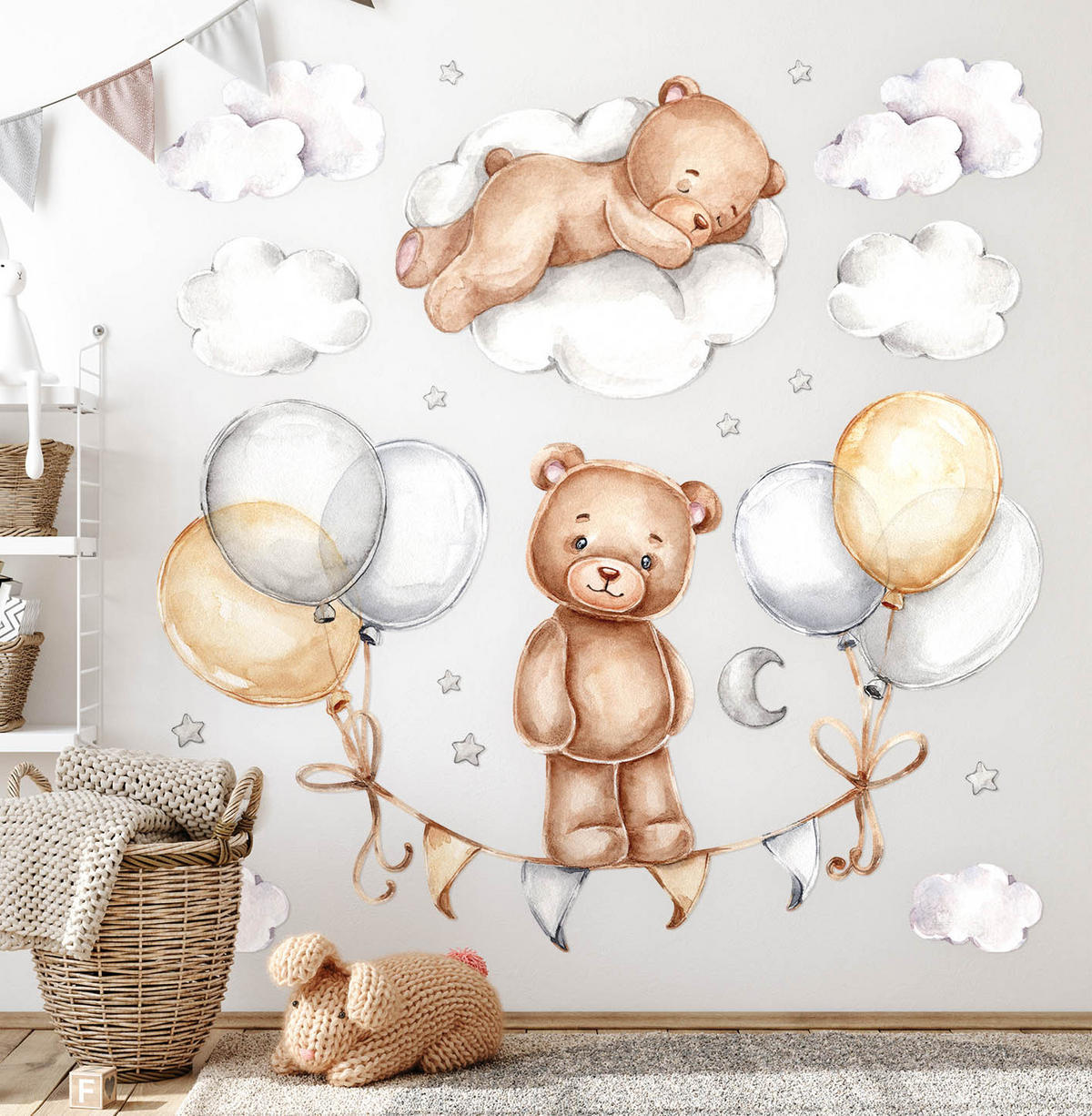 AUFKLEBER 80x106 cm Bären Ballon - Gelb, Kunststoff (80/106/0.1cm) - TULUP