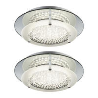 LED DECKENLEUCHTE Kristalle Silber 2er Set - Silberfarben, Metall (28/28/7.8cm) - Globo Lighting