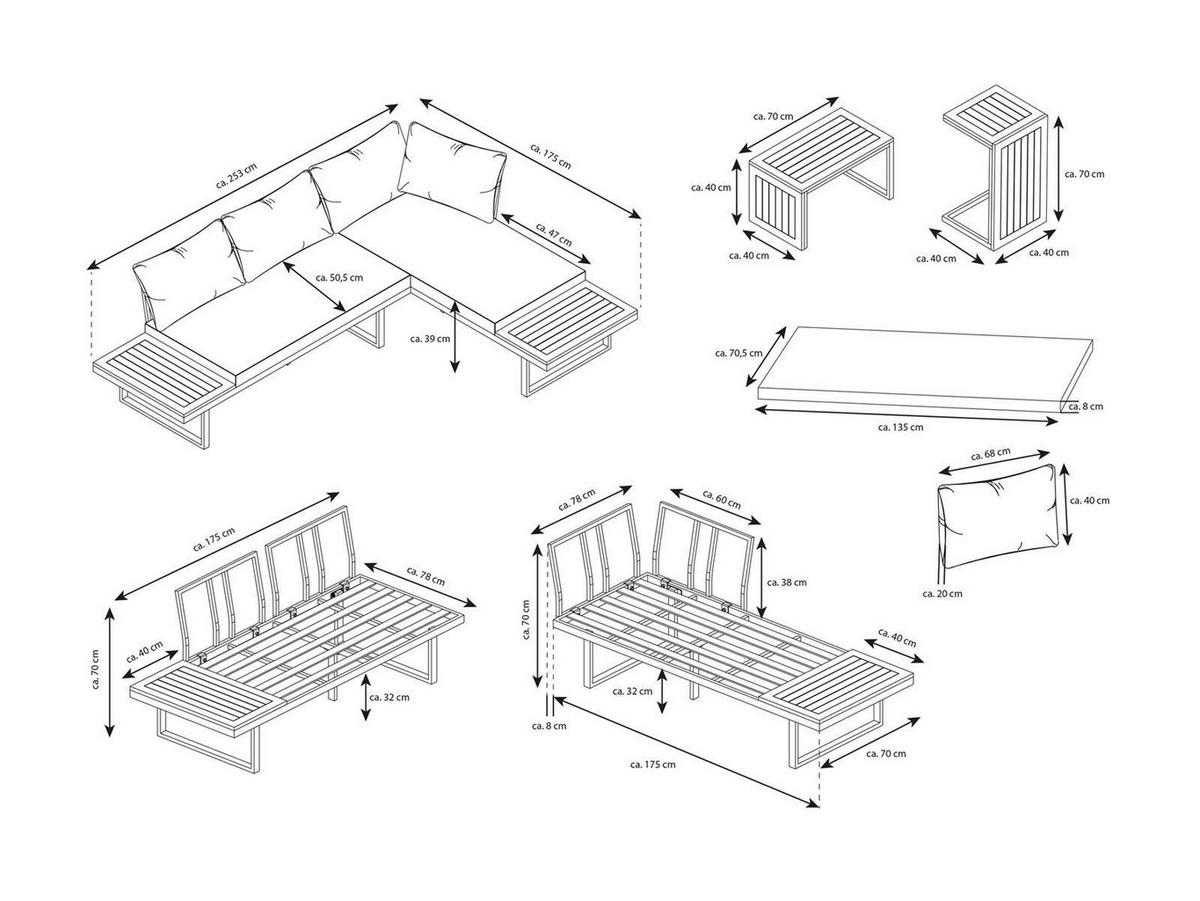 GARTEN-ECKLOUNGE Celano Beige Aluminium für 4 Personen - Grau, Kunststoff - Green Spirit