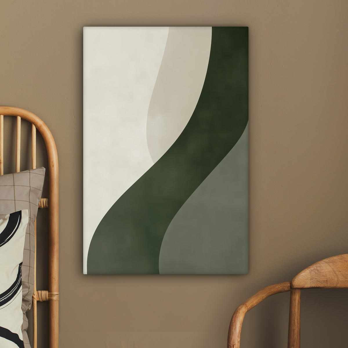 LEINWANDBILD Japandi - Grün - Abstrakt - Modern 40x60 cm - Salbeigrün, Textil (40/60cm) - MuchoWow