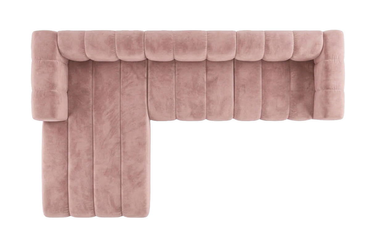 ECKSOFA Modulares In L-Form, Velvet-Stoff Riviera, Hellrosa, Links, GRAND 318 cm - Hellrosa, Holz (318/179cm) - Kaiser Möbel