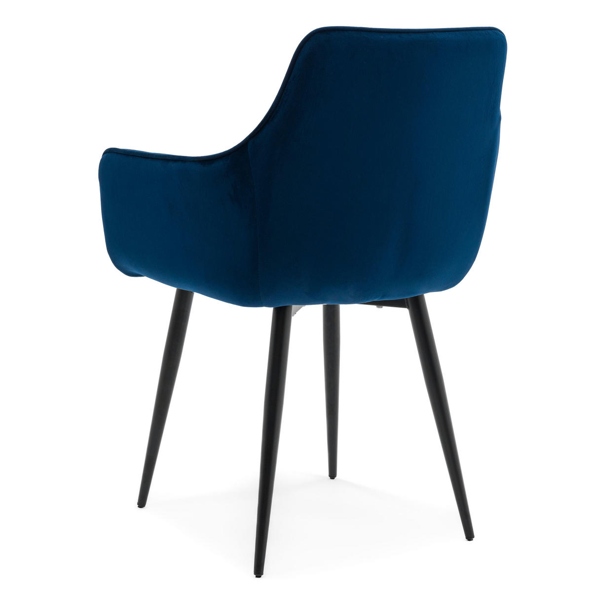 STUHL QUATTRO gepolstert mit Steppung - dunkelblau - Samt Velours - Schwarz/Dunkelblau, Textil/Metall (58/88/58cm) - NEW HOME
