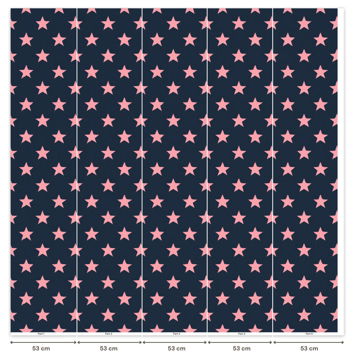 KINDERTAPETE - Muster - Sterne - Rosa - 260x280 cm - Anthrazit, Papier (260/280cm) - OnlyWow