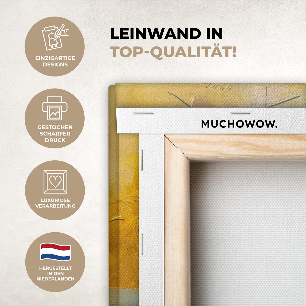 LEINWANDBILD Kunst - Abstrakt - Modern Gemälde 60x40 cm - Gelb, Textil (60/40cm) - MuchoWow