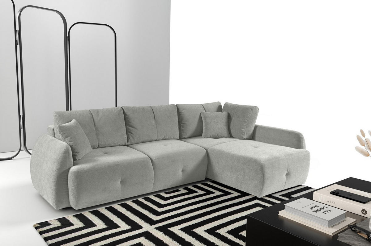 ECKSOFA Pataya Hellgrau, mit Schlaffunktion - Hellgrau, Textil (291/172cm) - Bettso