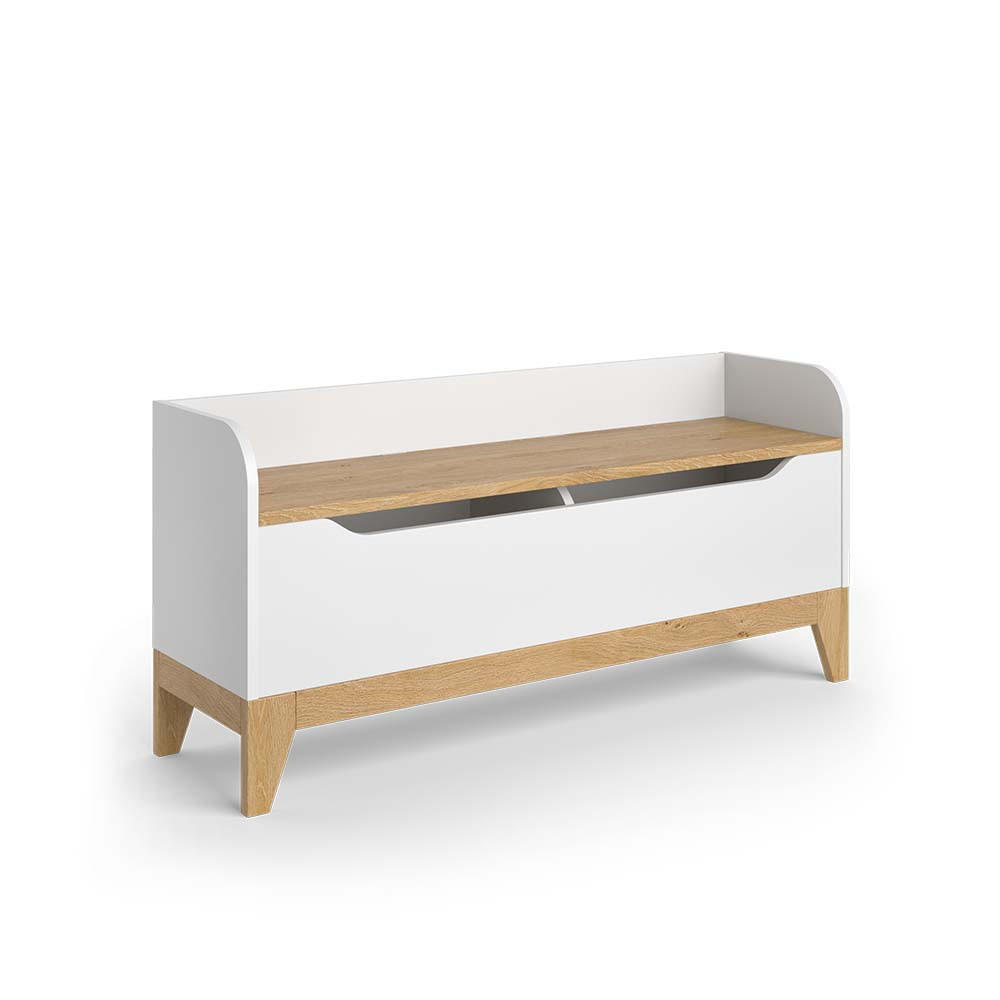 SPIELZEUGTRUHE Malia Weiß/Eiche 107.2 x 50 cm mit Sitzbank - Eichefarben/Weiß, Holzwerkstoff (107.2/30cm) - VitaliSpa