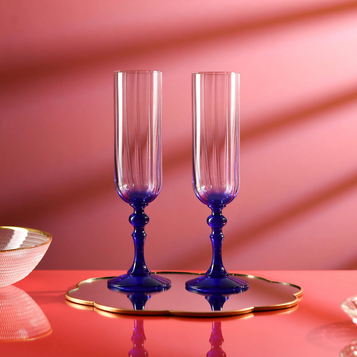 SEKTGLÄSER, 2er-Set, 200 ml - Dunkelblau, Glas (0.2L) - Krosno Glass