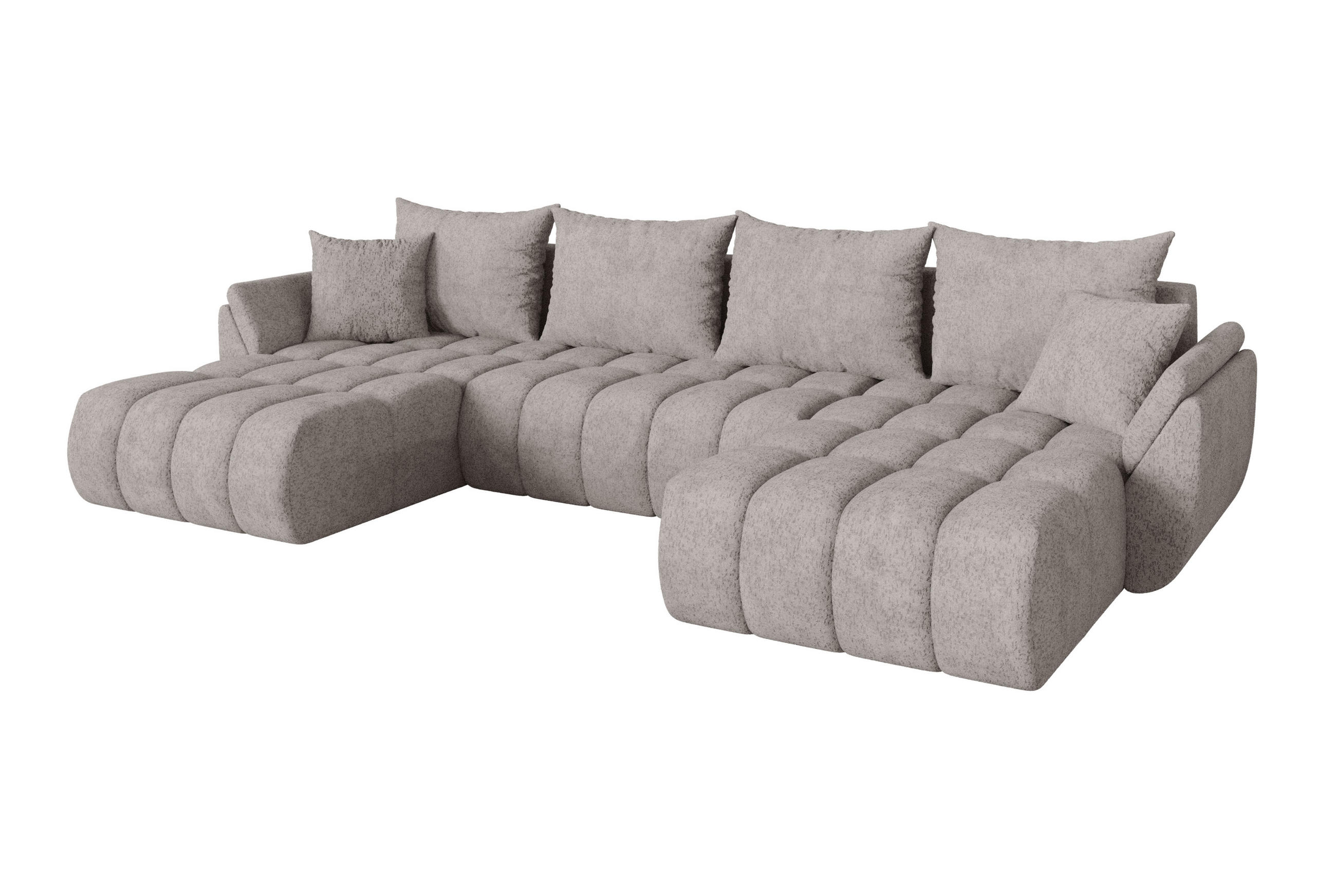 SEDACÍ SOUPRAVA DO U s funkcí spaní a úložným prostorem TOKO-U-v1 378x194x86 světle šedá velur - černá/světle šedá, kompozitní dřevo/textil (378/86/194cm) - ALTDECOR