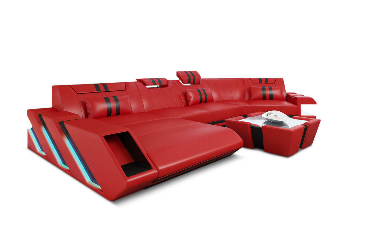 WOHNLANDSCHAFT Apollonia C - Rot, Leder (420/78/190cm) - Sofa Dreams