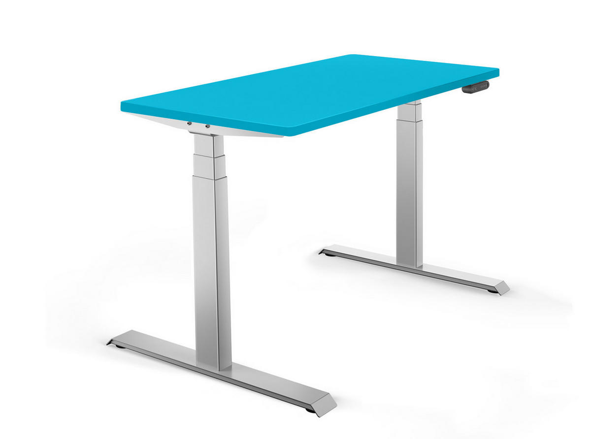 SCHREIBTISCH elektrisch höhenverstellbar REC | 140x60 cm | Blau - Blau, Metall (140/60/60cm) - Schaff