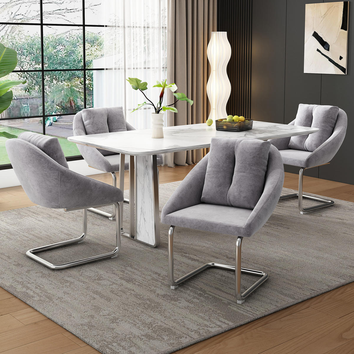SCHWINGSTUHL DE-35649 2er-Set mit Samtpolsterung Grau - Grau, Metall (59/82/65cm) - ComfortXL
