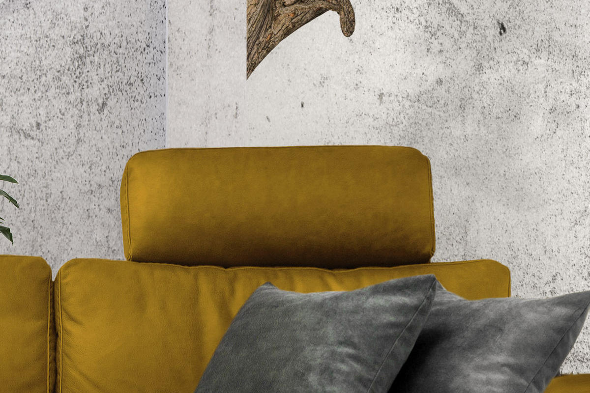 ECKSOFA XL MOTOR. RELAXFUNKTION LOLA Gelb Webstoff - Gelb/Schwarz, Textil (304/178cm) - KAWOLA