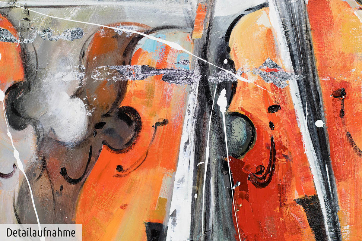 ACRYLBILD HANDGEMALT 120/80 cm - Orange/Grau, Holz/Textil (2/80cm) - KUNSTLOFT