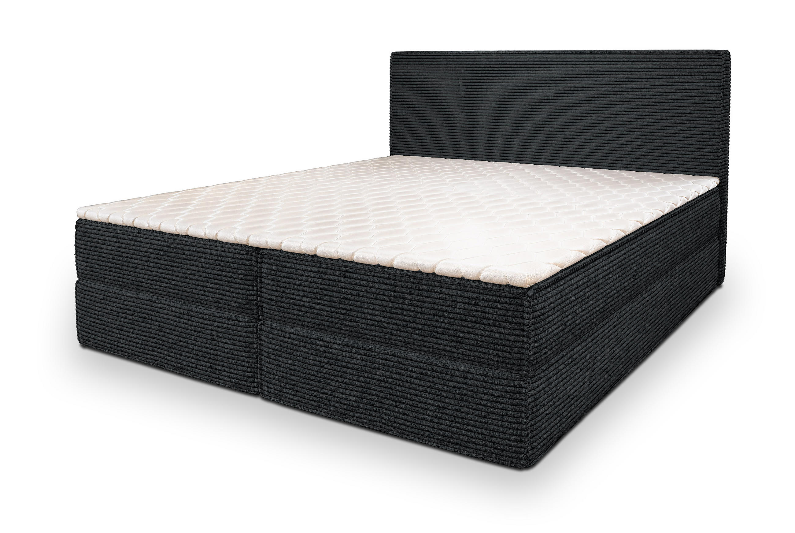 BOXBETT PELLIO 160x200 cm mit Matratze und Topper - Schwarz - Schwarz, Holz (160/200cm) - MASSENO