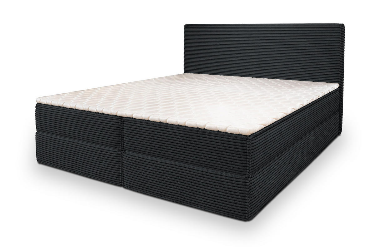 BOXBETT PELLIO 160x200 cm mit Matratze und Topper - Schwarz - Schwarz, Holz (160/200cm) - MASSENO
