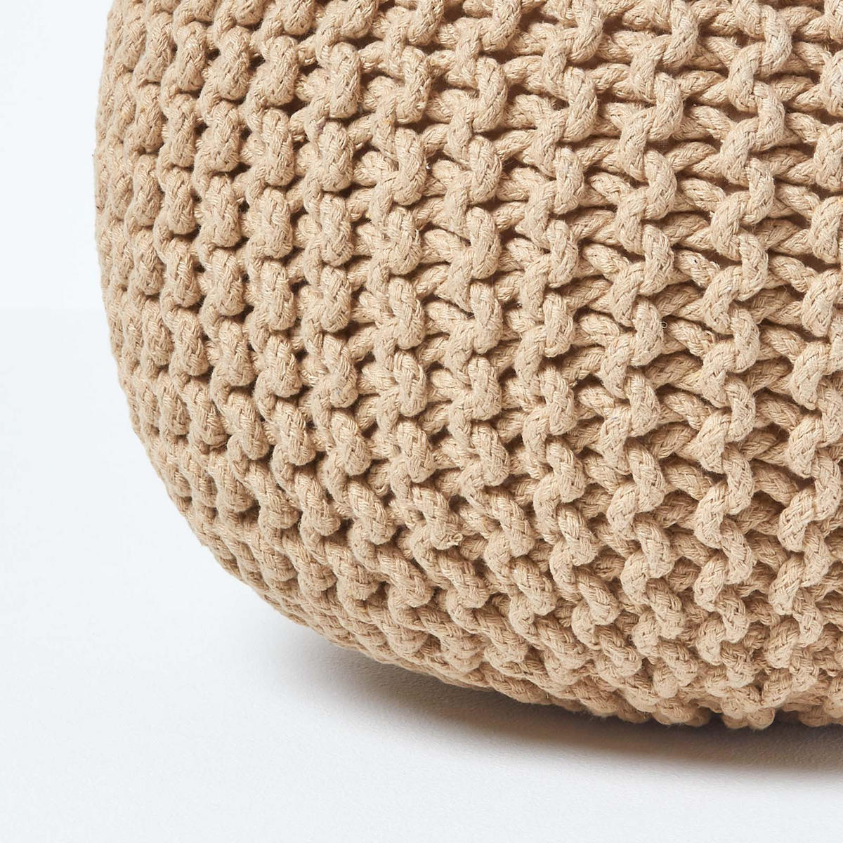 STRICK-POUF beige, 40/40/35 cm - Beige, Textil (40/35/40cm) - Homescapes