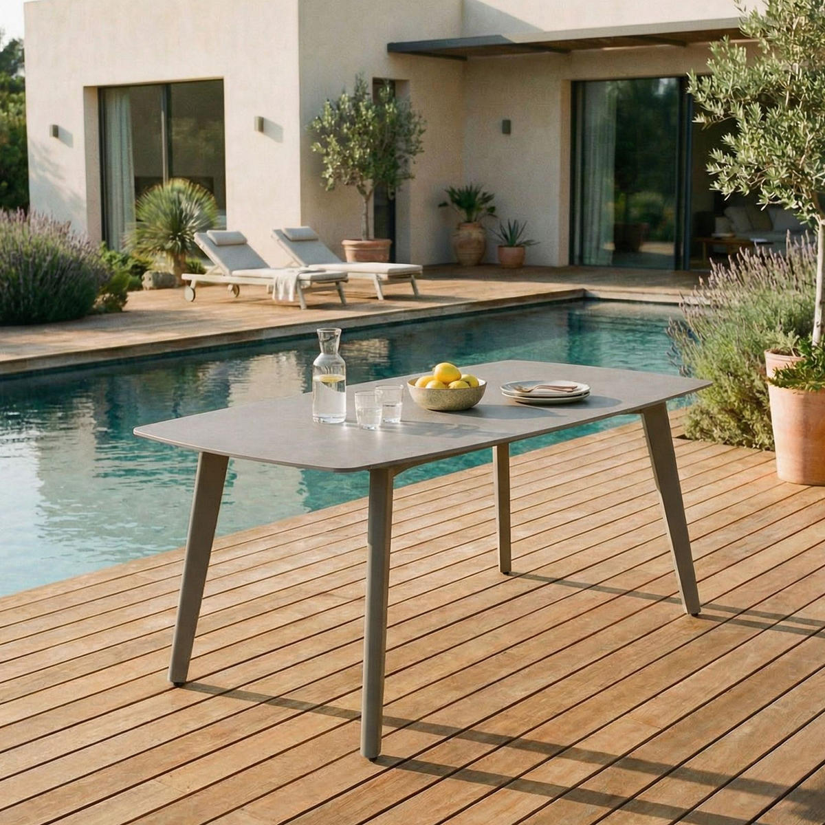 GARTENTISCH MEZA champagne - Champagner, Metall (90/180/75cm) - IDIMEX