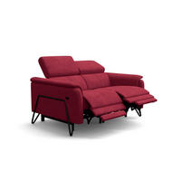 RELAXSOFA RODEN 2-Sitzer mit 2 Relax, rostrot, Veloursstoff - Rot, Holz/Textil (148/82/103cm) - Wozimo