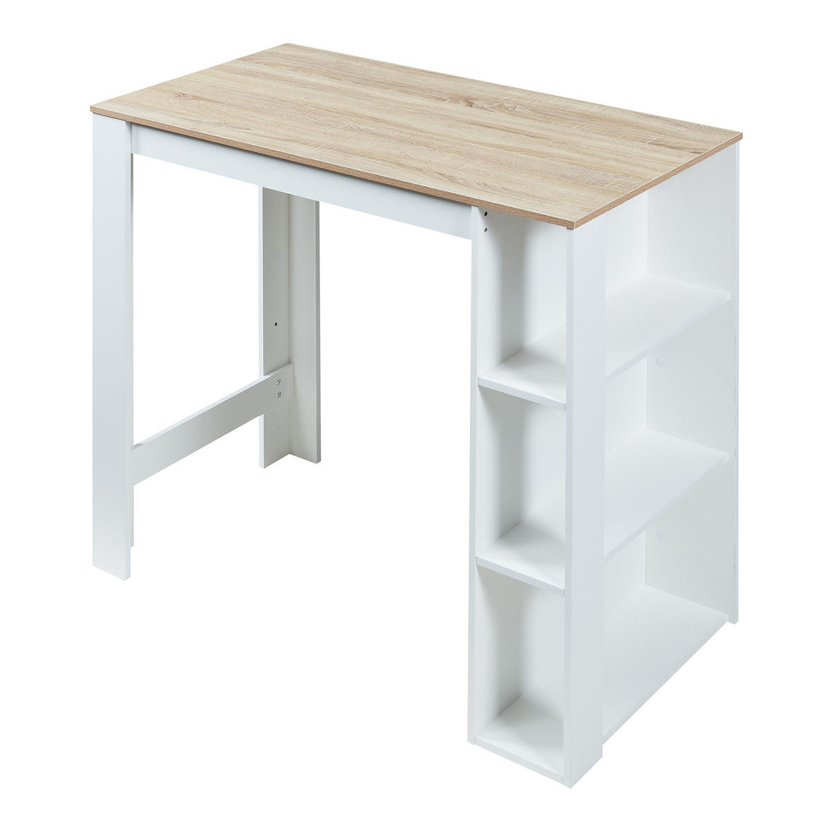 BAROVÝ STŮL Danderyd - bílá/barva dubu, kompozitní dřevo (60/120/105.5cm) - [en.casa]