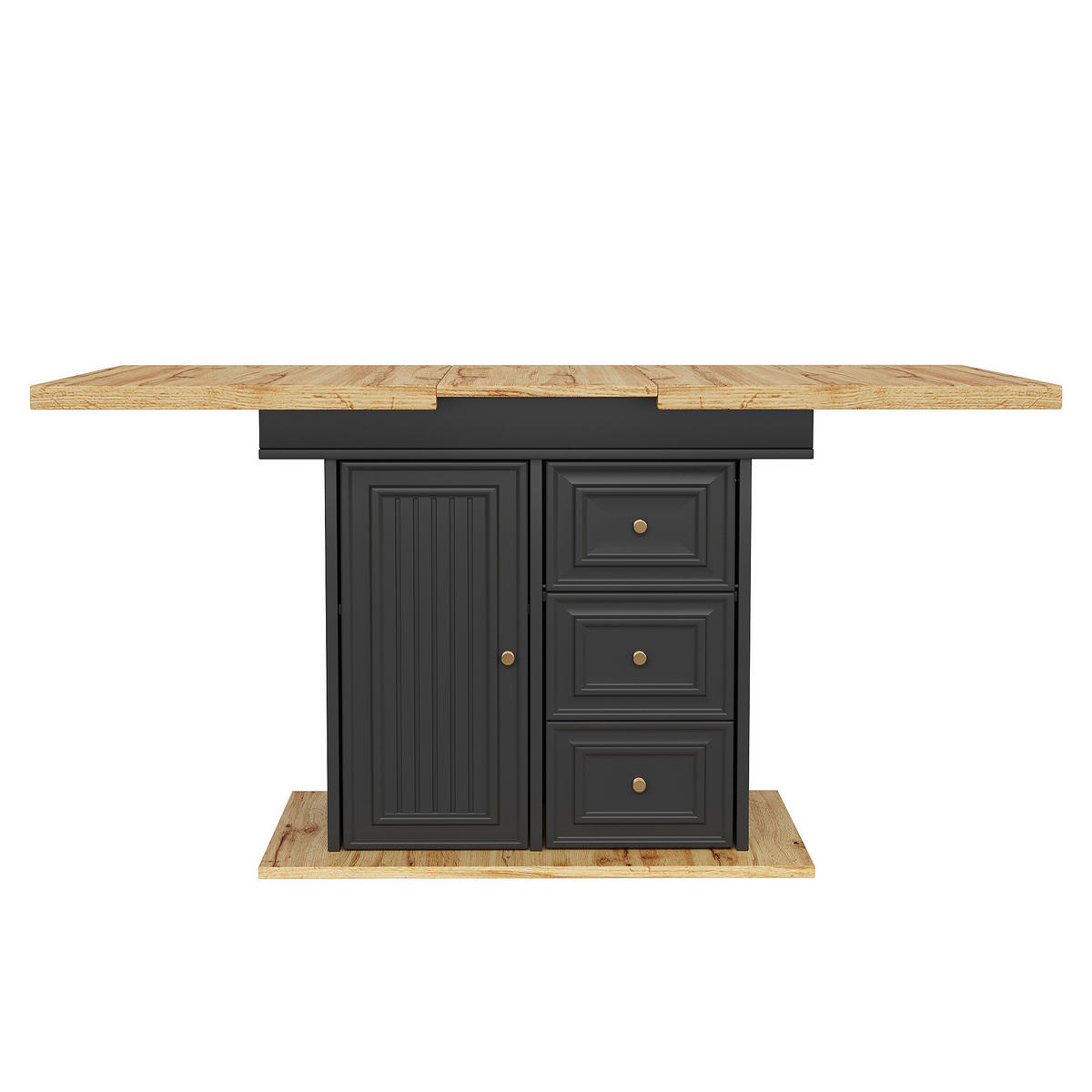 ESSTISCH 110-140x80x75 cm in Natur und Schwarz aus MDF in Holzoptik ausziehbar - Naturfarben, Holzwerkstoff (140/80/75cm) - Modfu