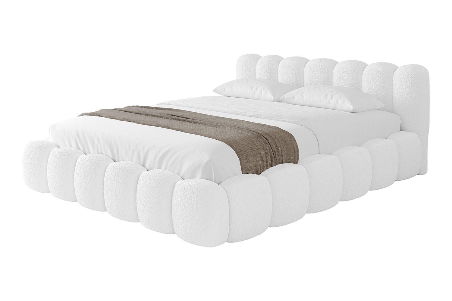 POLSTERBETT mit Bettkasten und Lattenrost, Bett mit Matratze H3/H4 - SENA-v1 200x200 Weiß - Weiß, Holzwerkstoff/Textil (200/200cm) - ALTDECOR