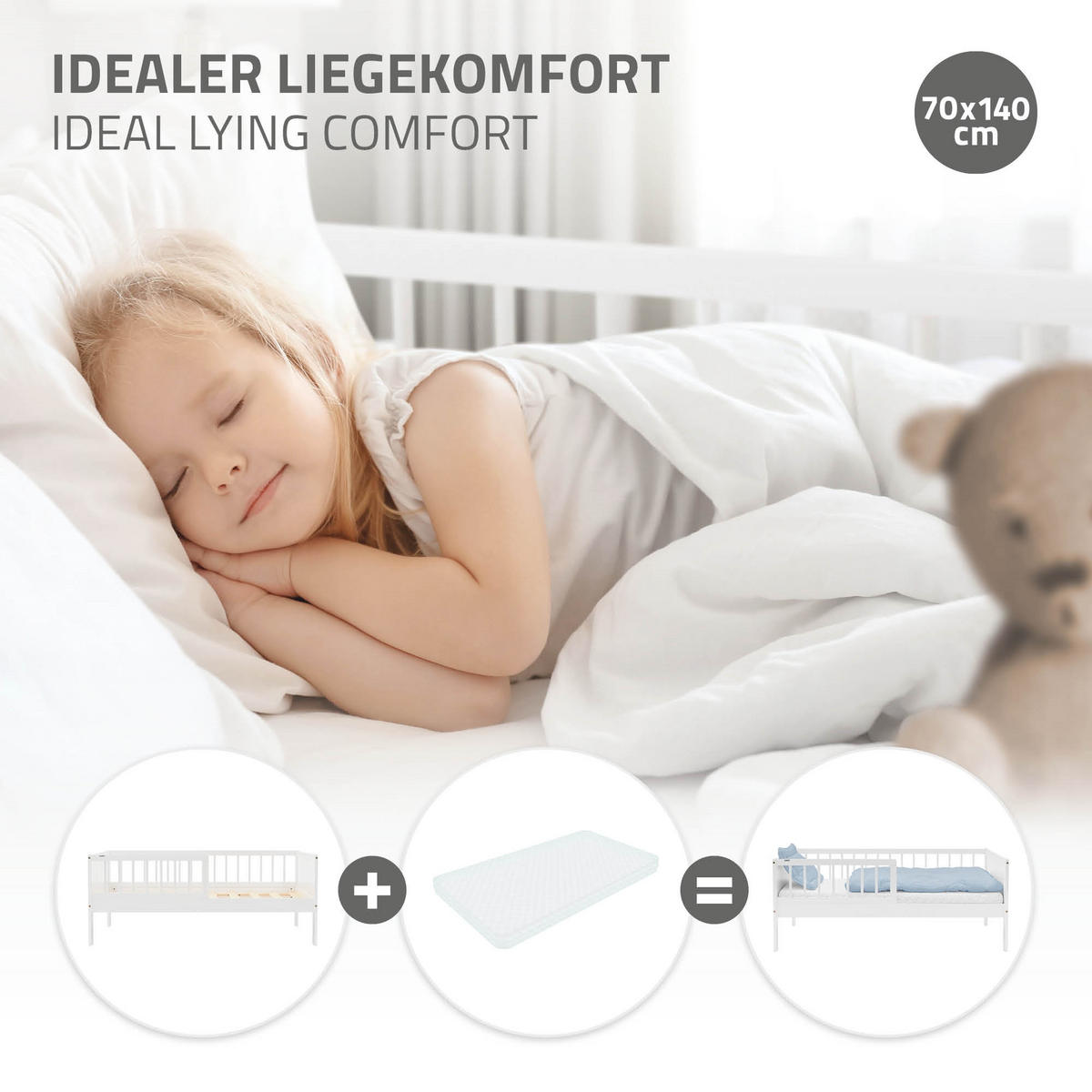 KINDERBETT 70x140 cm Weiß - Weiß, Holz (70/140cm) - ML-DESIGN