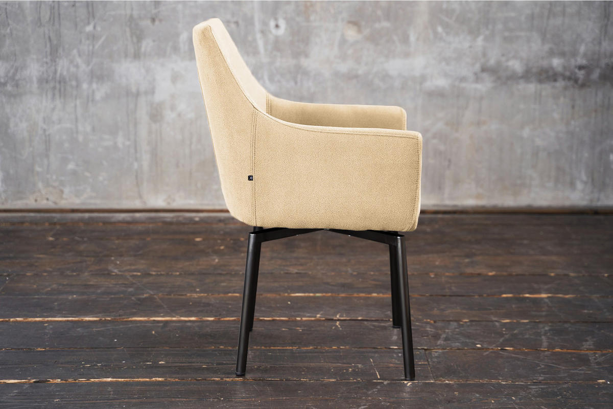 STUHL CALI Beige Microfaser Drehbar (180°) - Beige, Textil (56/88.5/61cm) - KAWOLA