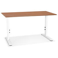 SCHREIBTISCH Höhenverstellbar Ergonomisch Design PELANO, Braun-Weiß 140x70x86,2 cm - Braun/Weiß, Holz/Metall (70/140/86cm) - KADIMA DESIGN