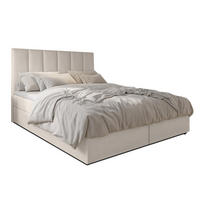 BOXBETT MEREA 180x200 cm mit Bettkasten und Matratze - Beige - Beige/Schwarz, Holz/Holzwerkstoff (180/200cm) - AX Living