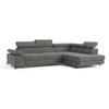 ECKSOFA FAVIEN R-S Grau Velours-Stoff mit Schlaffunktion - Grau, Holz (257/190cm) - MASSENO
