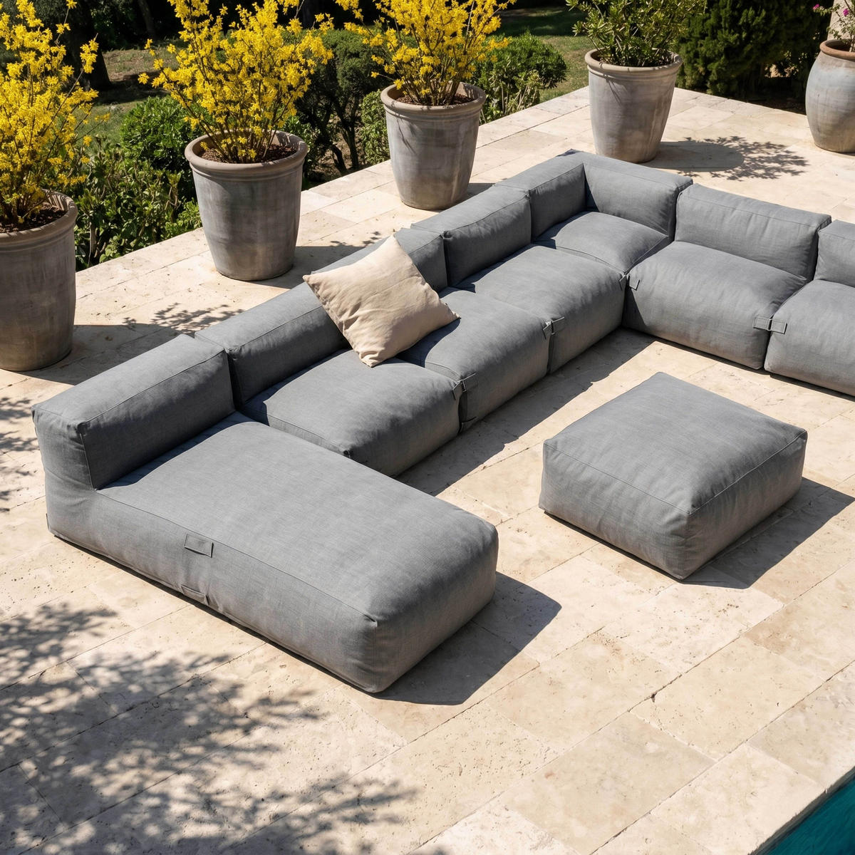 GARTENSOFA 8-tlg., Grau - Grau, Textil - Oviala