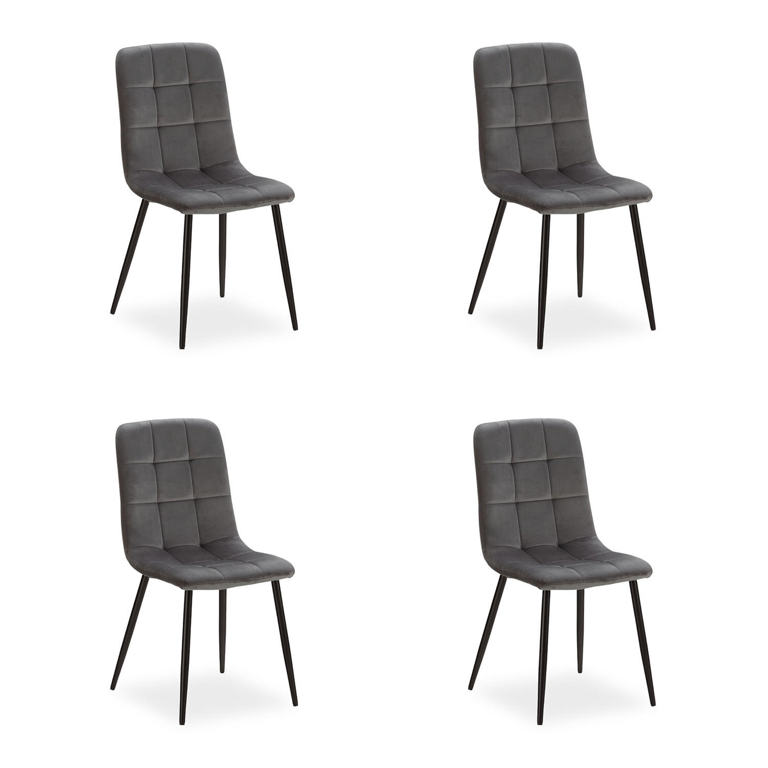 STUHL-SET 4 Stück in Stahl Samt Grau - Grau, Textil (43/88/50cm) - Homestyle4u