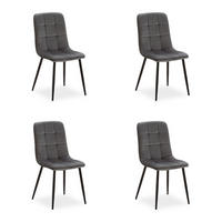 STUHL-SET 4 Stück in Stahl Samt Grau - Grau, Textil (43/88/50cm) - Homestyle4u