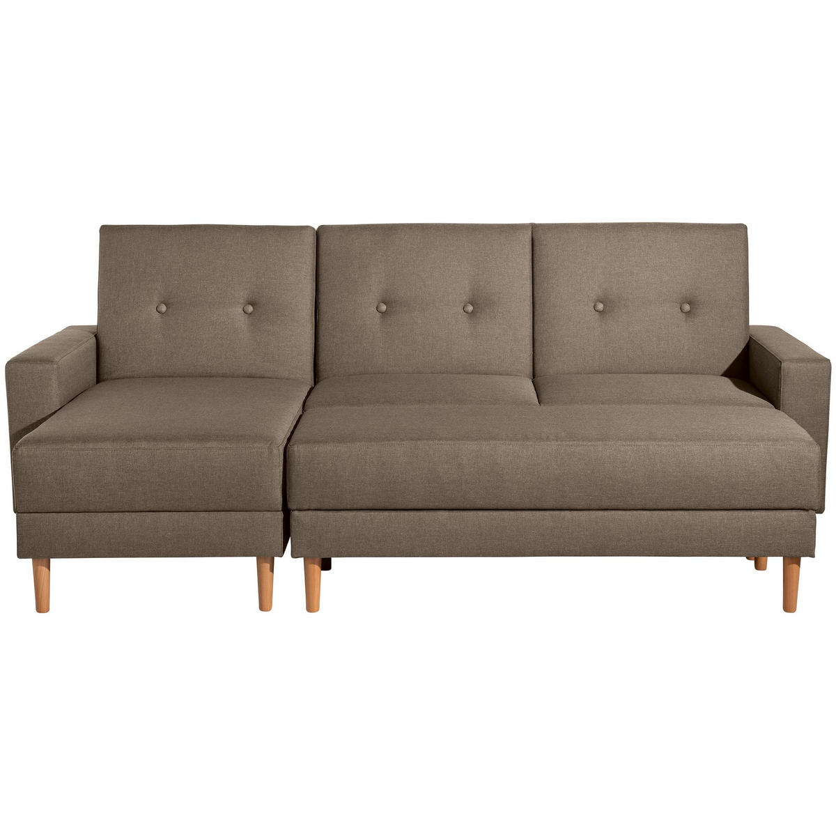 FUNKTIONSSOFA mit Hocker Kattie Flachgewebe sahara - Sahara, Kunststoff (144/230cm) - 58aufmkessel