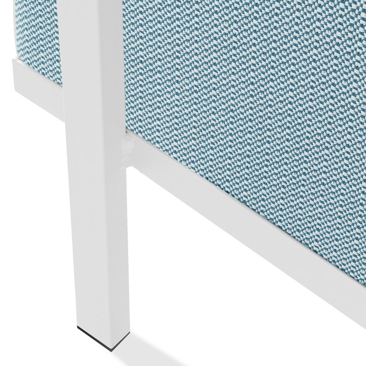 GARTENLOUNGE-HOCKER TRIGLO auf Metallfüßen, Modern, Weiß - Blau/Weiß, Textil/Metall (69/44/54cm) - KONSIMO®