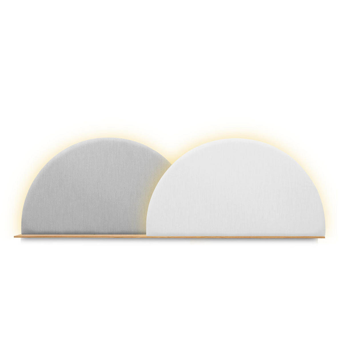 KOPFTEIL Alba mit Licht 180cm - Eichefarben/Weiß, Holz/Textil (180/60/14cm) - Woodendot