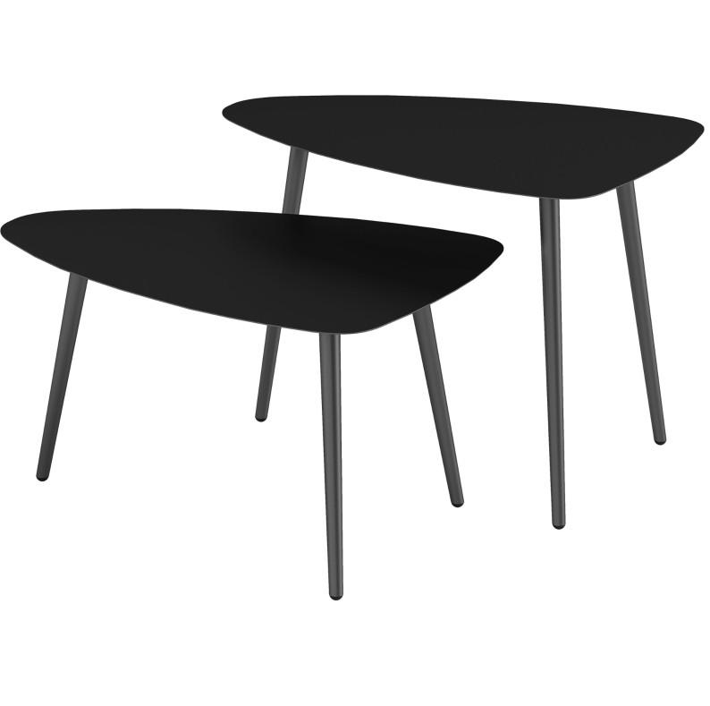 SADA odkládacích stolků z oceli, 65/45/45 cm a 65/45/35 cm, černá - černá, kov (65/45/45cm) - BEAOK