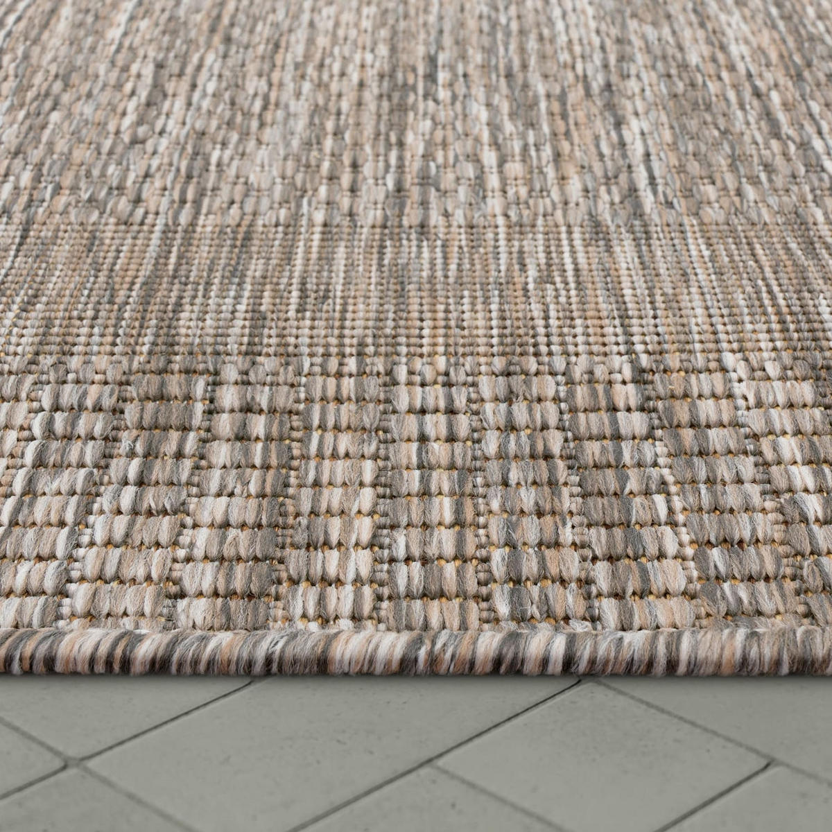 OUTDOORTEPPICH, mit Bordüre, aus Polypropylen, Natur, 80 x 150 cm - Beige, Textil (80/150cm) - KADIMA DESIGN