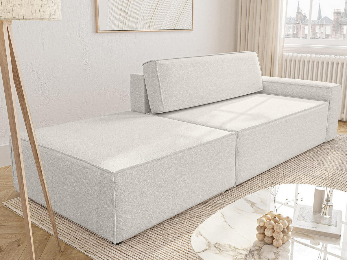SCHLAFSOFA Lummo Si mit Schlaffunktion, Cremeweiß - Weiß, Textil (263/70/100cm) - Fedve