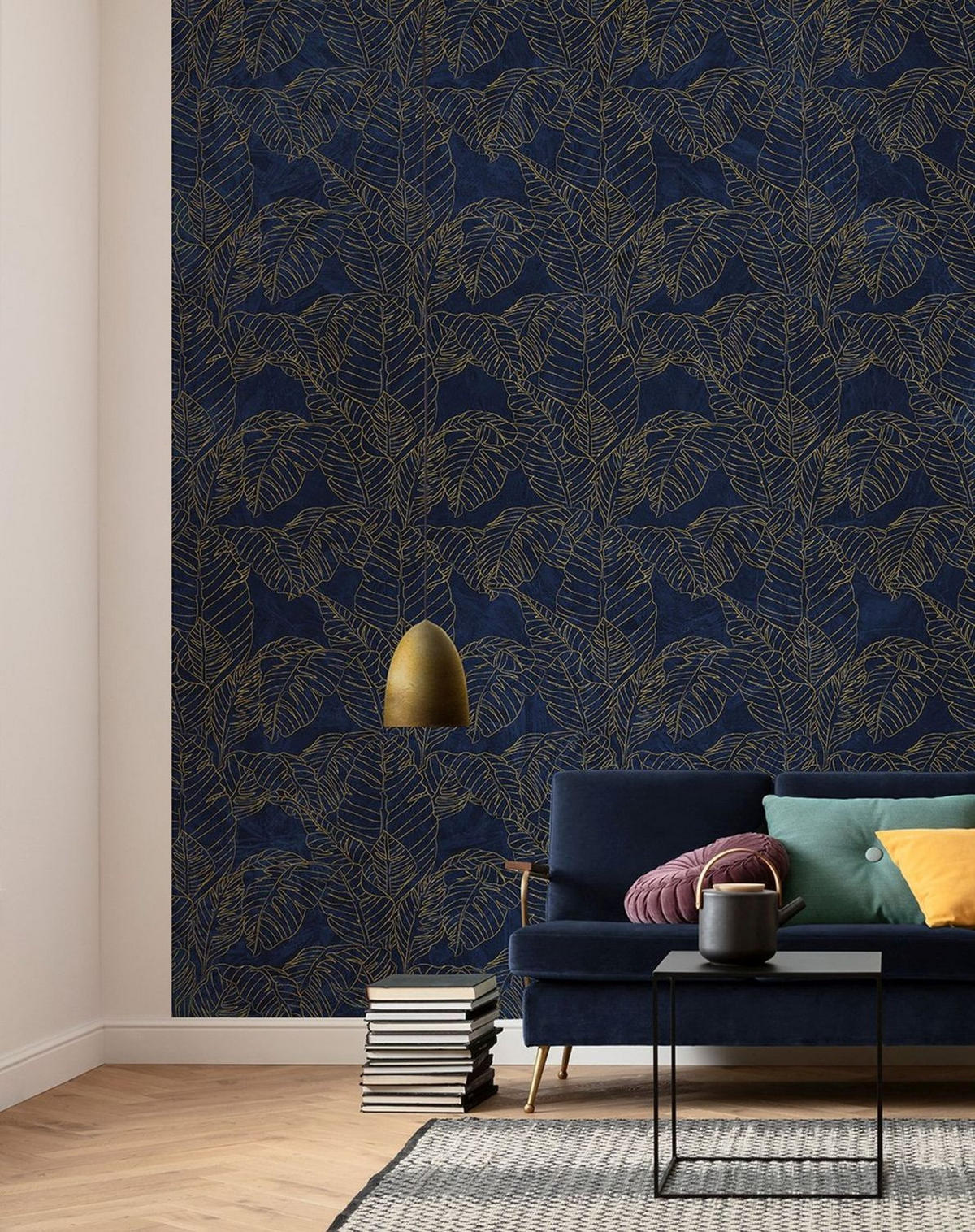 FOTOTAPETE Blätter 200 x 280 cm - Blau, Papier (200/280cm) - Sanders & Sanders